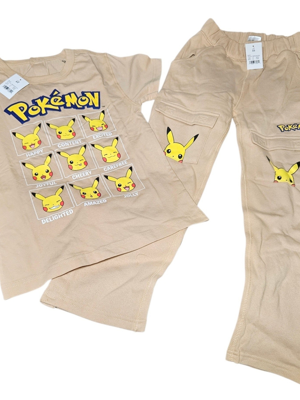 Pokemon Beige Pikachu Emoji Pajama Set